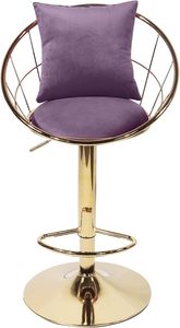 Exquisite Set of 2 Velvet <b>Bar</b> Chairs, Gold Plated, Unique Design, 360-Degree Rotation, <b>Adjustable</b> Height <b>Bar</b> Chair - Product Image 3