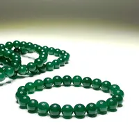 Pulseira de jade stretch artesanal, popular, frisado, verde, pulseira, cura, energia, pedra preciosa, para mulheres, homem