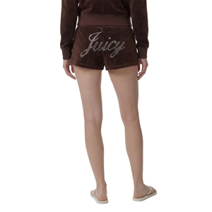 Pantalones Cortos de Terciopelo Premium Personalizados para Mujer, Cintura Elástica, Logotipo Bordado, Peso Medio 280 GSM, Moda Y2K Juicy - Product Image 2