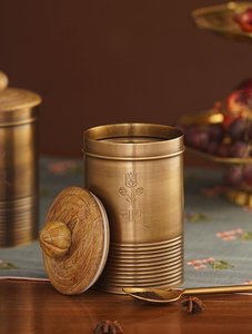 Couvercles de rangement pour bougies en métal doré de luxe, ensemble de décoration pour la maison, design portable, qualité supérieure, Pojan Vintage, laiton écologique - Product Image 2