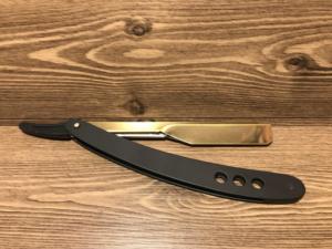 มีดโกนหนวดตรงสแตนเลสอย่างดีเคลือบโลโก้ร้านตัดผมมืออาชีพ พร้อมใบมีดแบบโชว์ - Product Image 3