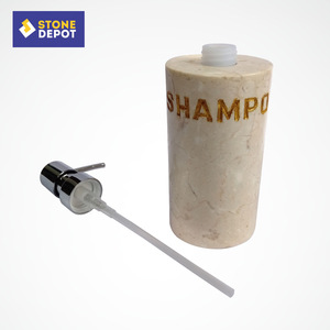 Dispensador de Jabón de Espuma de Mármol Beige de Bali, Producto de Indonesia, Diseño Moderno, Manual, para Hotel y Baño - Product Image 3