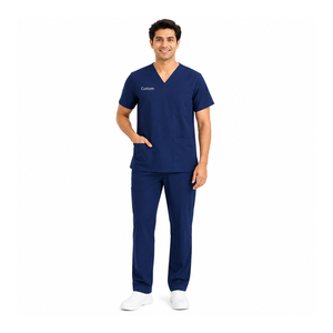 Wholesale Women Medical <b>Scrub</b> Set Short Sleeve Nursing Uniform Custom Logo <b>Scrub</b> <b>Top</b> Cargo Pants Healthcare Workwear - Product Image 4