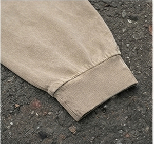 Camiseta de manga larga para hombre con bordado desgastado, estilo vintage, de algodón grueso, cuello redondo, corte holgado, informal, estilo urbano - Product Image 5