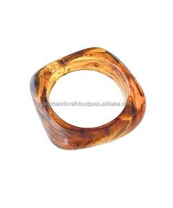 Classic Religious <b>Resin</b> Bangle Brown <b>Colour</b> Wedding Anniversary Pearl Diamond Round Shape Design Trendy Fashion Bangle - Product Image 3