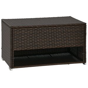 "PE Rattan Wicker Outdoor Deck Box with <b>Liner</b> for <b>Shoe</b> Storage and Towel Rack" - Product Image 1