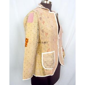 Women's Handmade Knitted Standard Cotton Gudari <b>Jacket</b> Assorted Vintage Reversible Ethnic Winter Indian Style <b>Kantha</b> Front - Product Image 3