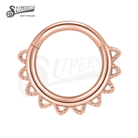 SUPERSTAR Anneau de piercing articulé en acier inoxydable 316L, design creux moulé, pour septum, nez, Daith, bijou de piercing corporel