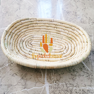 Panier ovale fait main en herbe de lune naturelle, panier ouvert avec poignée, écologique, durable, mini taille, usage polyvalent - Product Image 1