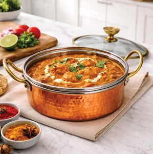 Olla para salsa de cobre martillado con tapa de vidrio |   Sartén Portátil Ecológica de Acero Inoxidable para Cocinar y Servir, 18.5 cm - Product Image 5