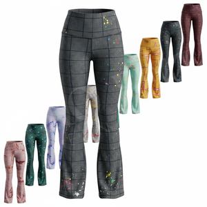 Nouveauté 2026 Leggings à taille haute à carreaux, coupe évasée, haute performance, extensibles, coupe ajustée, pour le yoga, décontractés, style patte d'éléphant, pour l'entraînement, avec logo personnalisé - Product Image 1