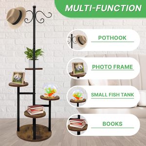 Support de plante suspendu en métal, grand modèle, pour intérieur et extérieur, porte-pot de fleurs pour salon, balcon, jardin, terrasse, noir - Product Image 4
