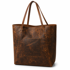 Sac fourre-tout vintage en cuir de vache véritable |   Sac à bandoulière de grande capacité fait main pour femmes |   Sac de voyage de bureau haut de gamme - Product Image 1