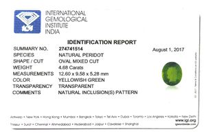 Péridot naturel certifié IGI, taille ovale, 4,68 carats, couleur verte premium, clarté excellente, qualité supérieure, lustré, origine Brésil - Product Image 4