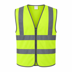 Gilet de sécurité réfléchissant haute visibilité avec fermeture éclair et bandes argentées pour hommes, gilet de haute qualité à prix avantageux - Product Image 1