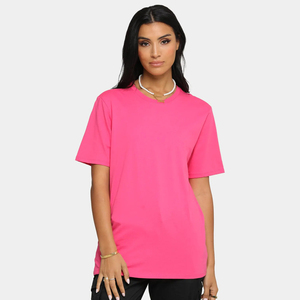 Camisetas deportivas casuales de verano para mujer, de algodón transpirable de alta calidad, ligeras, de corte regular, color rosa intenso. - Product Image 1