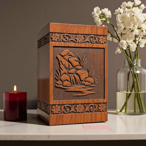 Engraved Wooden Urn Personalized <b>Memorial</b> urn <b>Keepsake</b> by AYAANS - Product Image 1