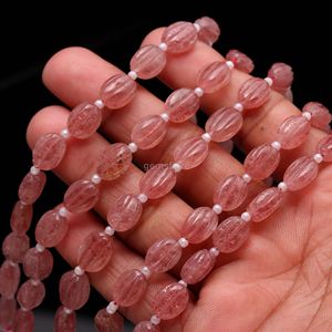 Perles ovales sculptées en quartz rose AAA, pierres précieuses naturelles sculptées à la main pour la création de bijoux, sculptures en quartz rose, 8 pouces - Product Image 6