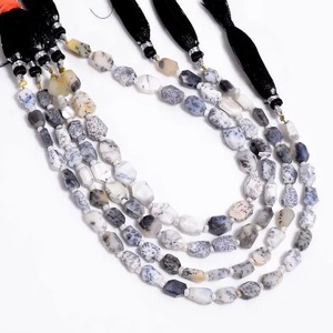 Perles de pierres précieuses en opale dendrite naturelle facettée, taille pépite, 6mm 8mm, fil de 8 pouces, prix de gros en vrac pour la fabrication de bijoux, fournitures de bijouterie - Product Image 1