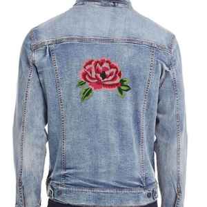 Chaqueta Vaquera Rosa Bordada para Mujer, Chaqueta de Mezclilla Floral de Alta Calidad, Moda Casual al por Mayor - Product Image 3