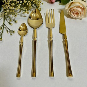 Ensemble de couverts de luxe en acier inoxydable |   Kit de couverts : cuillère, fourchette, couteau, baguettes |   Lave-vaisselle portable léger et compatible lave-vaisselle - Product Image 1