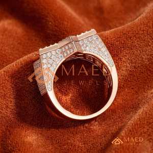 แหวนมอสซาไนต์ผู้ชาย แหวนฮิปฮอปทรงดาว ชุบทองคำสีกุหลาบ เงินแท้ 925 เครื่องประดับหรูหรา ของขวัญ - Product Image 3