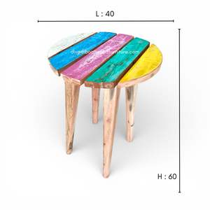 Table basse artisanale de conception ronde avec espace, en bois de bateau recyclé couleur naturelle, pour intérieur, extérieur, maison et jardin - Product Image 1