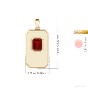 Luxury Handmade Fine Jewelry 14K Gold Emerald-Cut Red <b>Ruby</b> Gemstone Men's Elongated Octagon Charm Pendant With Chain <b>Necklace</b> - Product Image 5