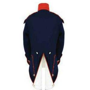 Reproduction d'un manteau ou d'un habit d'infanterie française napoléonienne, en laine bleu marine avec garnitures blanches et rouges et boutons en laiton. - Product Image 6