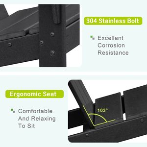 Silla Adirondack Negra de HDPE para Exteriores, Muebles de Resina para Patio y Jardín - Product Image 3