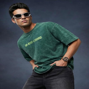 T-shirt décontracté pour homme, vert, coupe classique, manches courtes, col rond, 100 % coton jersey, avec logo au dos, anti-plis, séchage rapide - Product Image 3