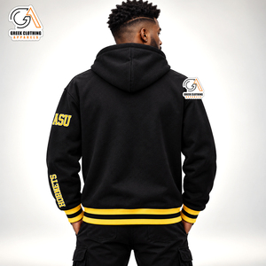 เสื้อฮู้ดสีดำ Alabama State University Hornets สำหรับผู้ชาย ผ้าฟลีซลำลอง พิมพ์ลายโลโก้ผึ้งสีเหลืองด้านหน้า ทรงปกติ ใส่ได้ในฤดูใบไม้ร่วง - Product Image 2