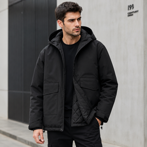 Hot Sale Custom Mens Winter Jacket Hooded Jacket Polyester Winter Zip Front Loose Fit Outdoor <b>Bubble</b> <b>Coat</b> Custom Logo Wholesale - Product Image 4