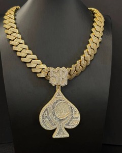 Collar con Colgante de Espada de Moissanita Chapado en Oro de 18k Estilo Hip Hop con Microincrustaciones de Corte Brillante Redondo, Joyería para Hombre Estilo Rapper - Product Image 3
