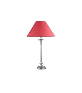 Lámpara de Mesa Tradicional Cromada con Pantalla de Tela Roja Estilo Empire para Decoración de Dormitorio - Product Image 3