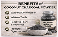 WARRLY Charbon Actif Pur à 99% de Coque de Noix de Coco, Extrait Végétal, Qualité Alimentaire, Poudre Noire Fine, pH 7-11 |   Séché à l'air chaud |