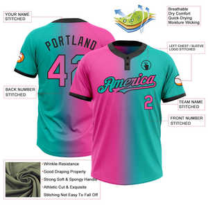 Custom Unisex Two <b>Button</b> Sublimated Polyester Softball Jersey Plus Size Short Breathable Baseball Jersey - Product Image 6