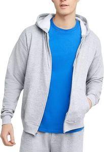 เสื้อฮู้ดผู้ชาย สีพื้น ผ้าฝ้ายฟลีซ 100% ซิปหน้า สวมใส่สบายๆ สำหรับฤดูใบไม้ร่วง ทรงปกติ แบบถัก - Product Image 3