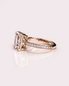 14K Gold <b>Two</b> <b>Stone</b> Lab Diamond <b>Ring</b> Toi Et Moi Design Emerald & Pear Cut Engagement <b>Ring</b> IGI Certified Pave Diamond Band <b>Ring</b> - Product Image 2