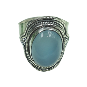 Natural Blue Chalcedony <b>Ring</b> 925 Sterling Silver Handmade Vintage <b>Statement</b> Jewelry Oval Gemstone <b>Ring</b> for Unisex Women Jewelry - Product Image 1