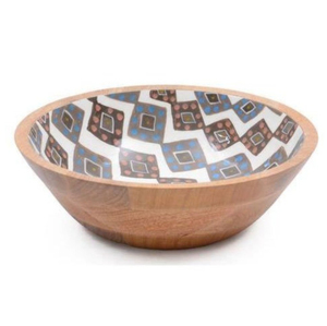 Elegant Design Wood Serving <b>Bowl</b> with Enamel Coating <b>Large</b> Organic Shape Decorative <b>Bowl</b> for Salad Fruit and Home Centerpiece - Product Image 2