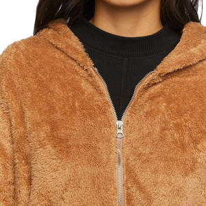Chaqueta de Forro Polar con Cierre, Color Sólido, Forro Sherpa, Ropa Casual de Invierno, Corte Regular, Unisex - Product Image 3