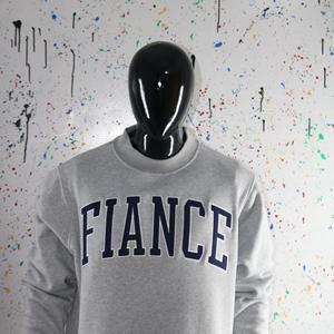 Sweat-shirt à capuche FIANCE HEATHER GREY 100% coton avec broderie appliquée, hiver, uni, teint, vintage, URBAN PRODUCTIONS - Product Image 3