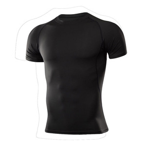 Men's <b>Black</b> Quick Dry <b>Compression</b> T-<b>Shirt</b> Short Sleeve Slim Fit O-Neck Sporty Activewear Gym Fitness Exercise Top - Product Image 1