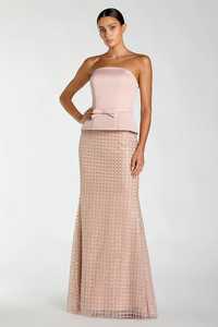 Elegante Vestido de Noche Largo sin Espalda con Detalle de Lazo, Color Sólido, Antiestático, Vintage, con Cuentas, en Tela de Satén - Product Image 3