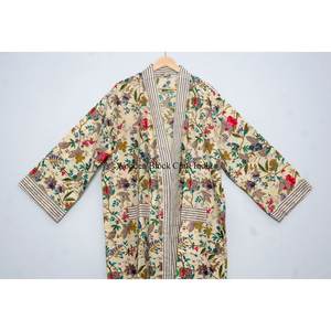 Kimono de Manga Larga 100% Algodón, Ecológico, Transpirable, con Estampado Digital, Corte Regular, Aprox. 50 Pulgadas, Talla Única, Proveedor de India - Product Image 2