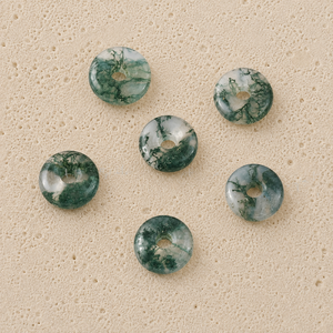Colgante de Ágata Musgosa Lisa en Forma de Donut de 15mm, Piedra Preciosa para Sanación con Cristales, Energía Reiki, Diseño para Fabricación de Joyas al por Mayor - Product Image 5