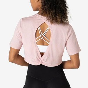 Camiseta de Mujer, Última Moda, Talla Grande, Espalda Descubierta, Estilo Crop, Hombros Caídos, Color Sólido, Deportiva, para Verano - Product Image 6
