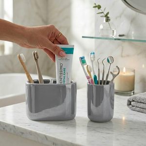Hot Selling Gray Marble <b>Bathroom</b> <b>Accessories</b> <b>Set</b> with Stainless Steel Pump Use For Home and Restaurant - Product Image 1