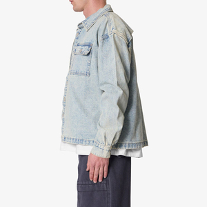 Ventes en gros ARTIZ INTERNATIONAL Vestes en jean pour hommes, couleur unie, délavées à l'acide, boutonnées, écologiques, lavables, style vintage formel, 100% - Product Image 3